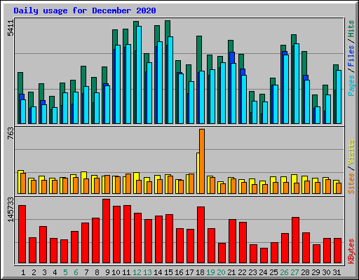 Daily usage for December 2020