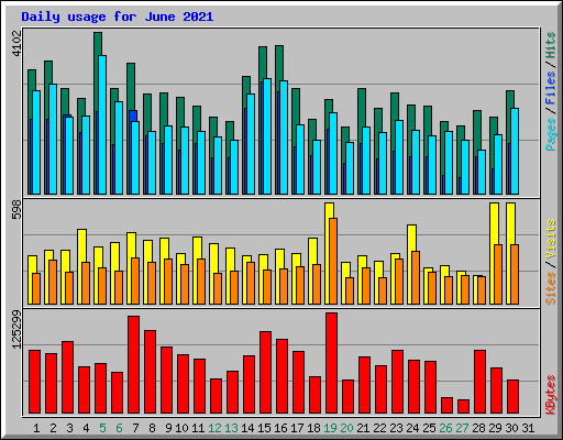 Daily usage for June 2021