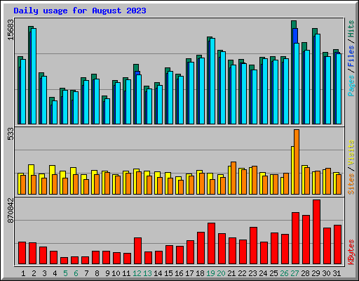 Daily usage for August 2023