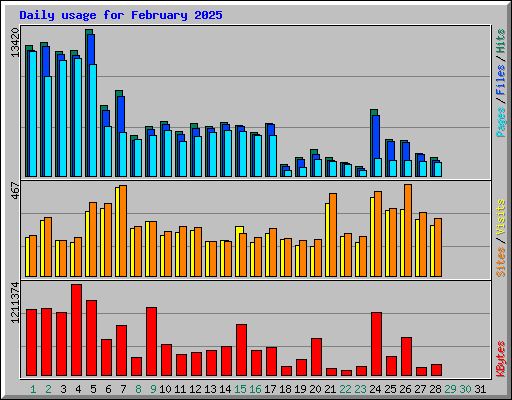 Daily usage for February 2025
