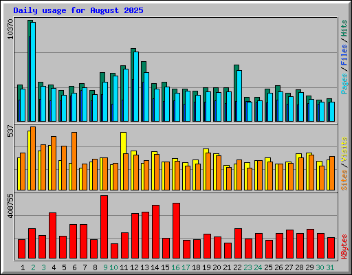 Daily usage for August 2025